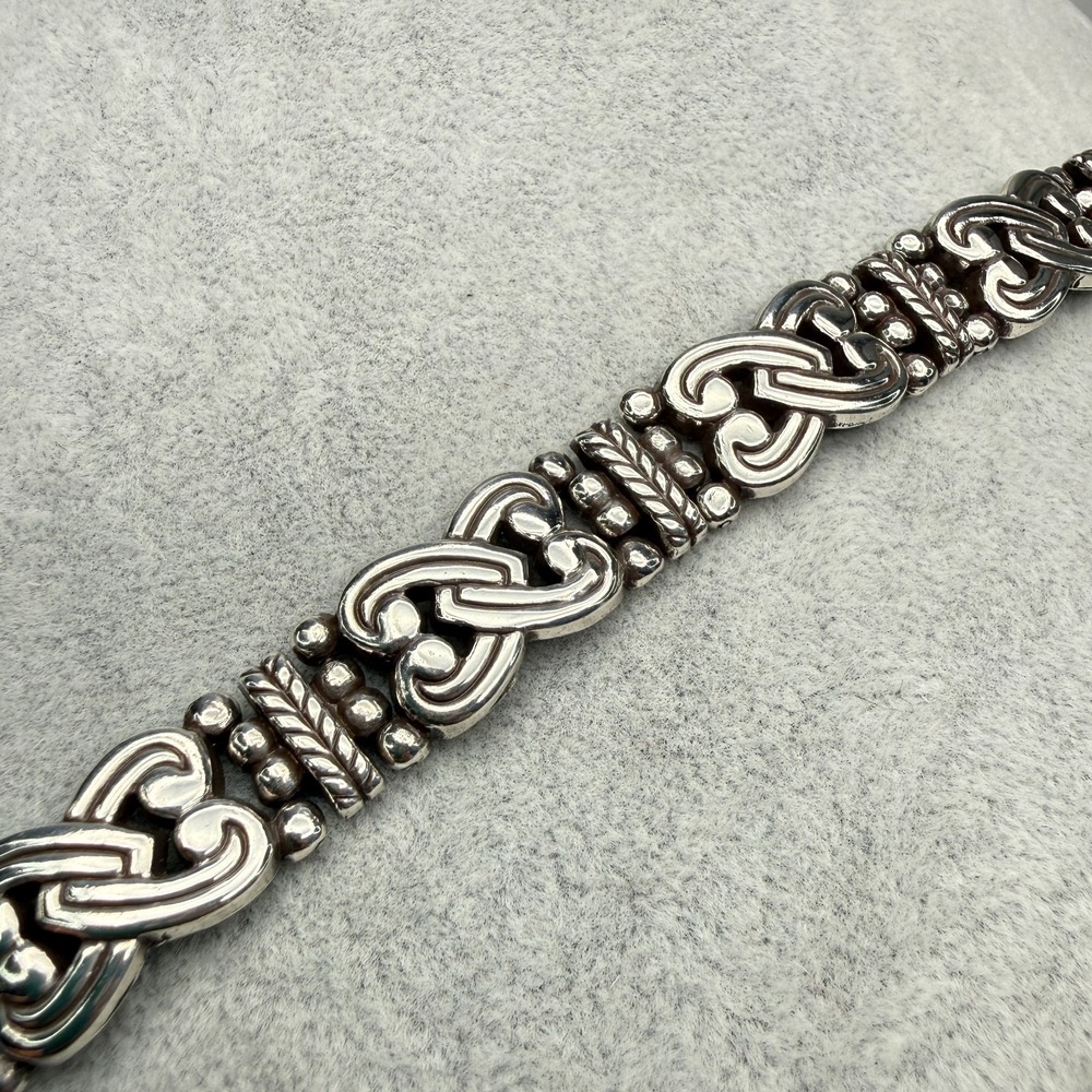 Brighton Link Bracelet Silver Plated Celtic Inspired Tone 6.5"